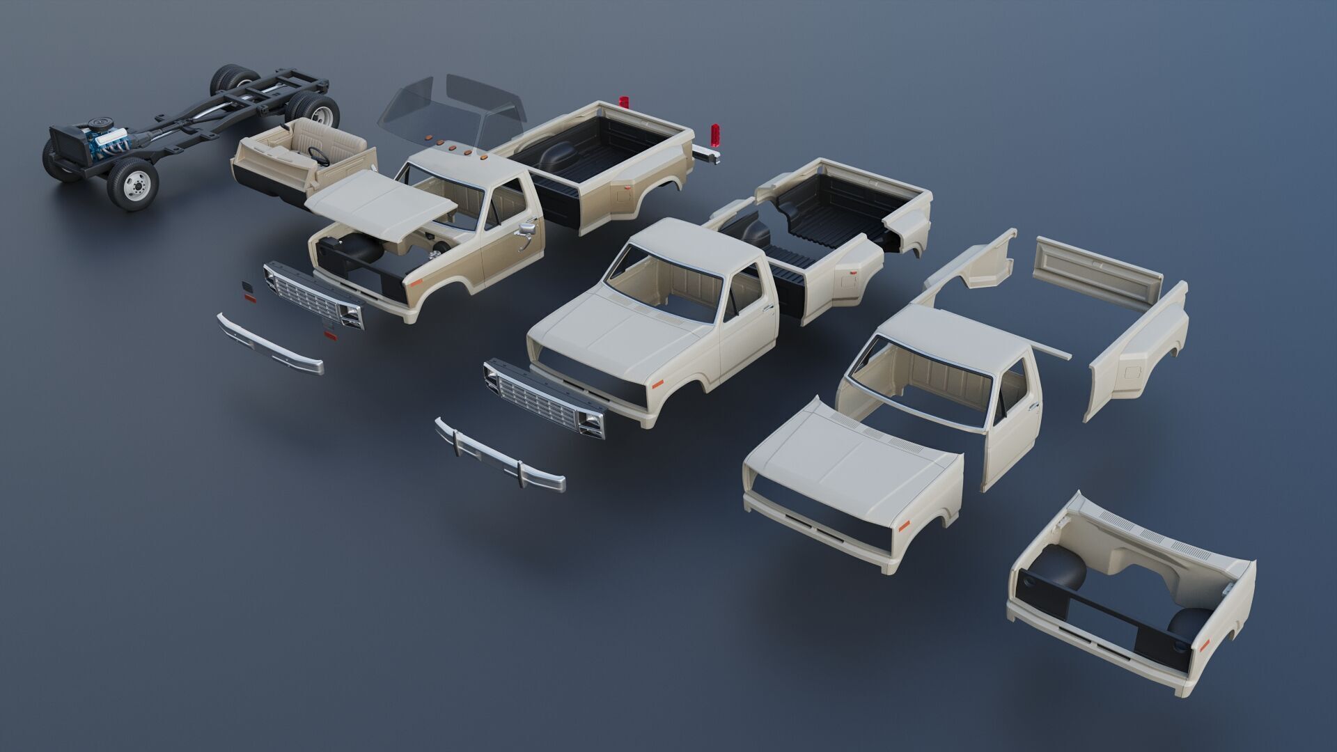 Pickup Truck F-350 Dually 1980 3D print model_19