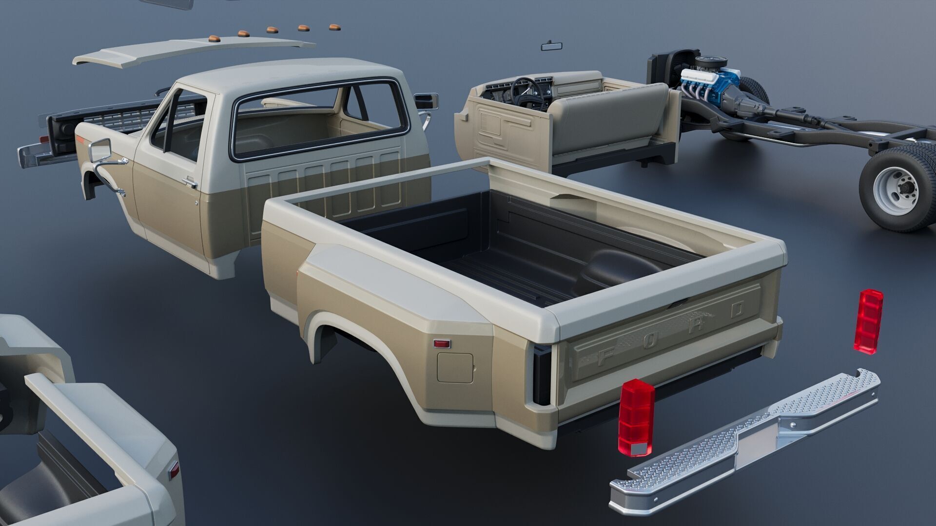 Pickup Truck F-350 Dually 1980 3D print model_22