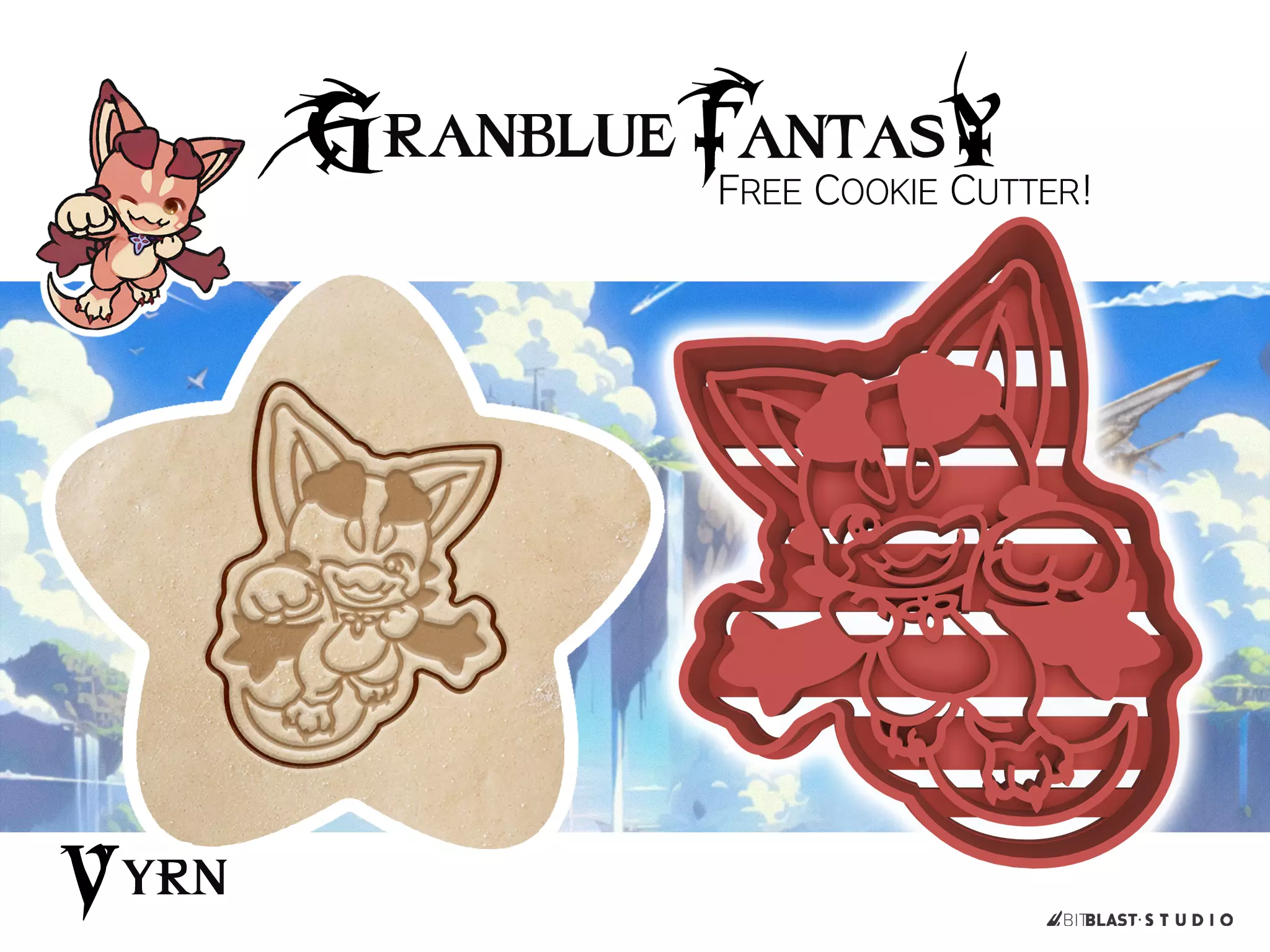 Granblue Fantasy Vyrn Cookie Cutter Free 3D print model
