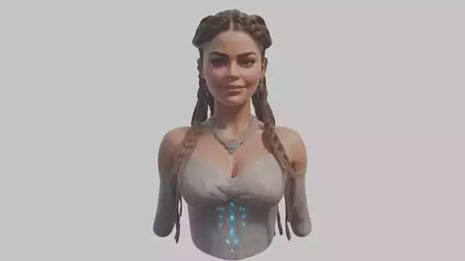 Fantasy Female Latina Woman Cute Girl Character Head Bust