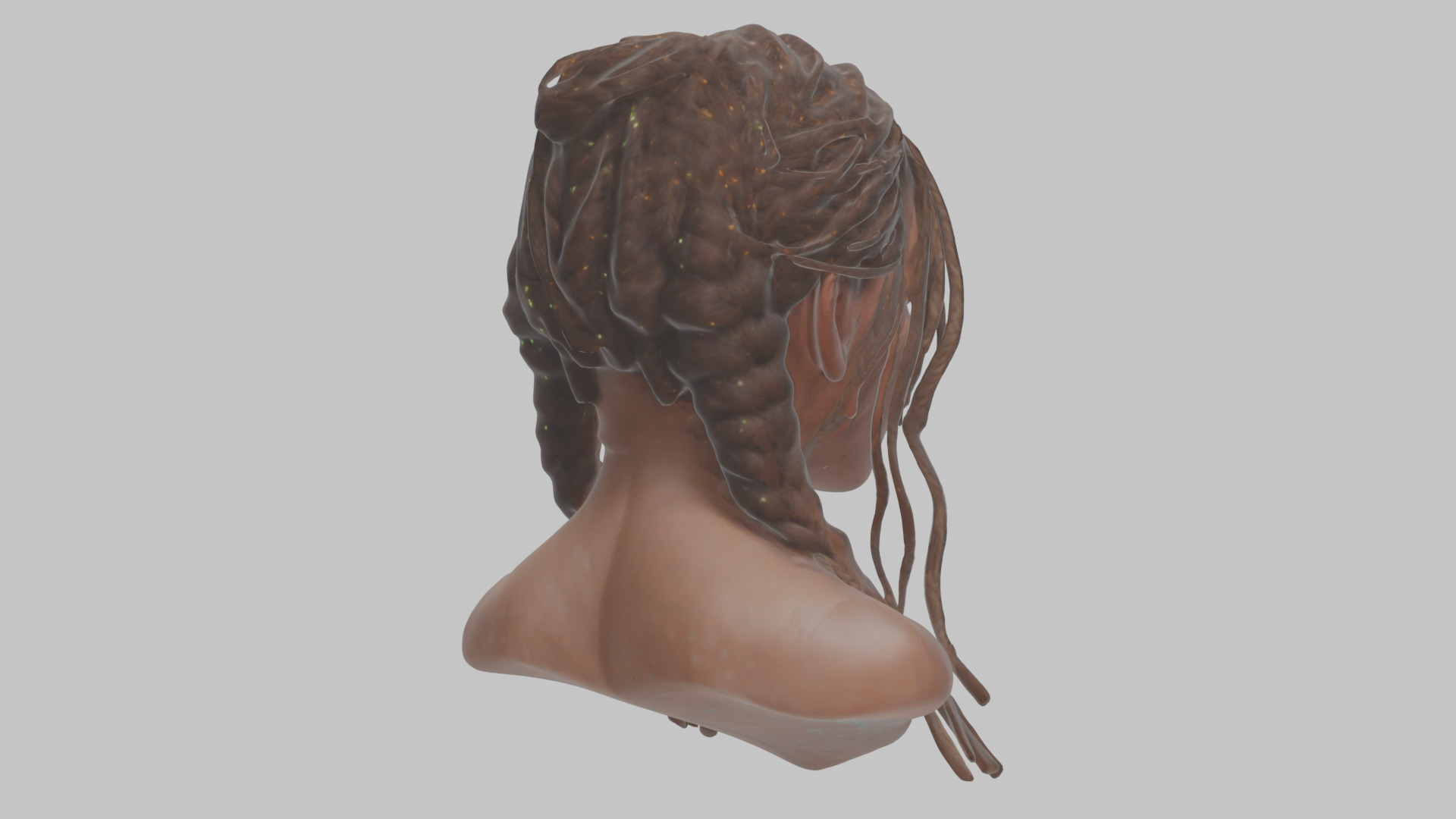 Fantasy Female Latina Woman Cute Girl Character Head Bust Sculpt Low-poly 3D model_13