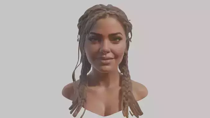Fantasy Female Latina Woman Cute Girl Character Head Bust Sculpt Low-poly 3D model