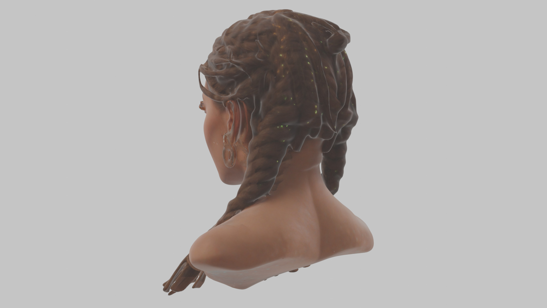 Fantasy Female Latina Woman Cute Girl Character Head Bust Sculpt Low-poly 3D model_2