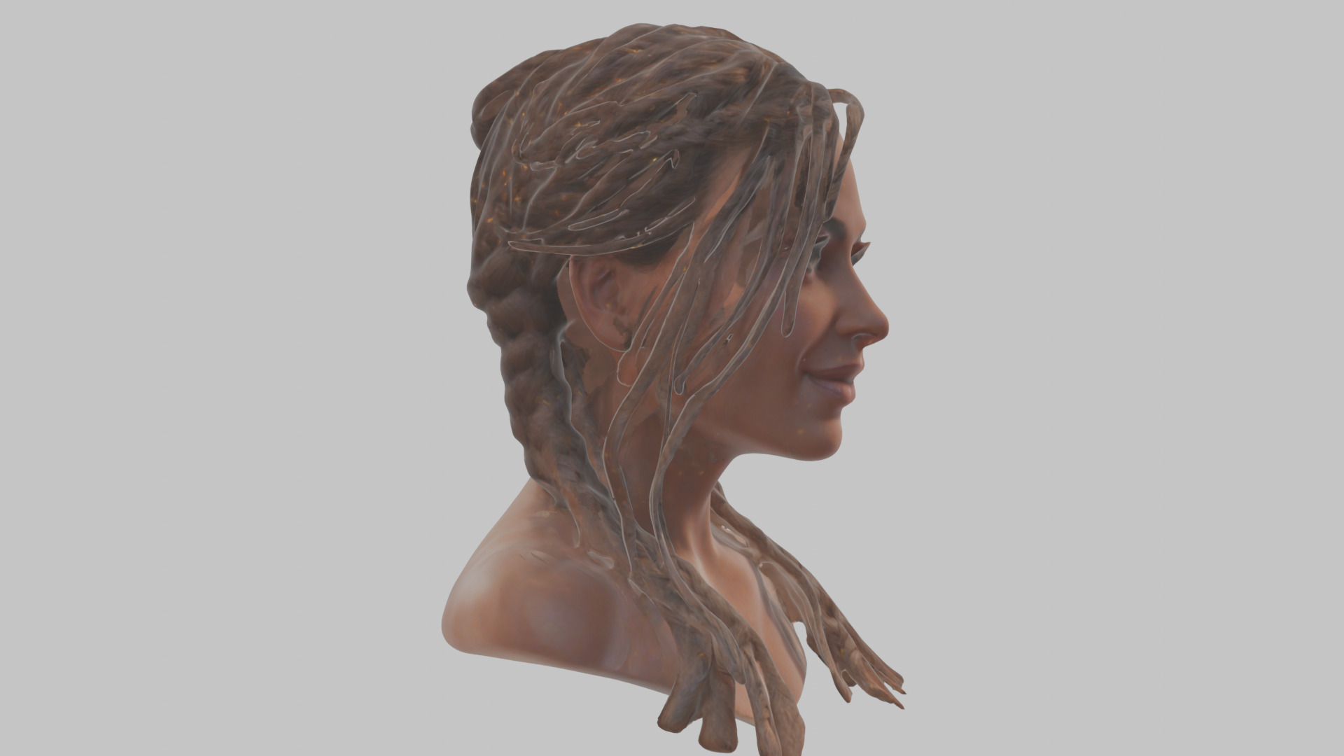 Fantasy Female Latina Woman Cute Girl Character Head Bust Sculpt Low-poly 3D model_10