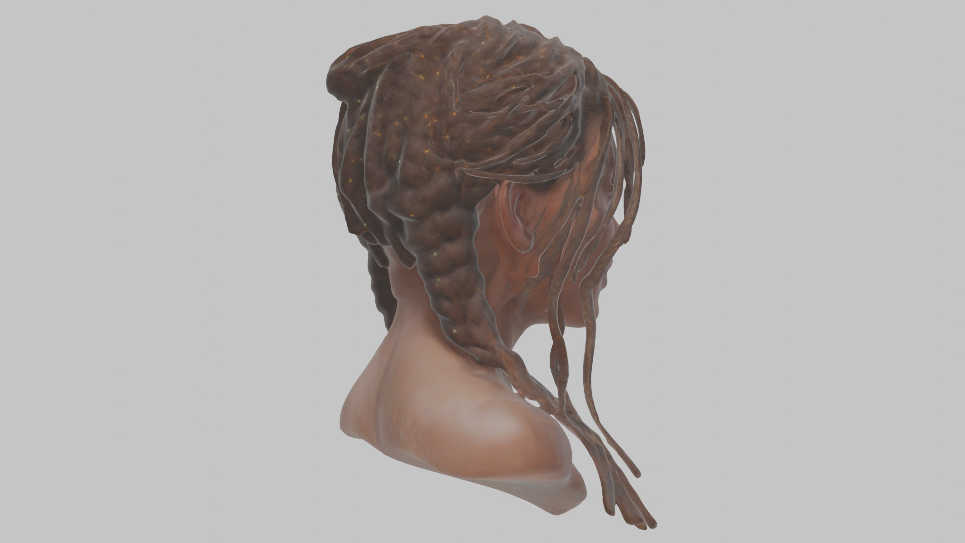 Fantasy Female Latina Woman Cute Girl Character Head Bust Sculpt Low-poly 3D model_12