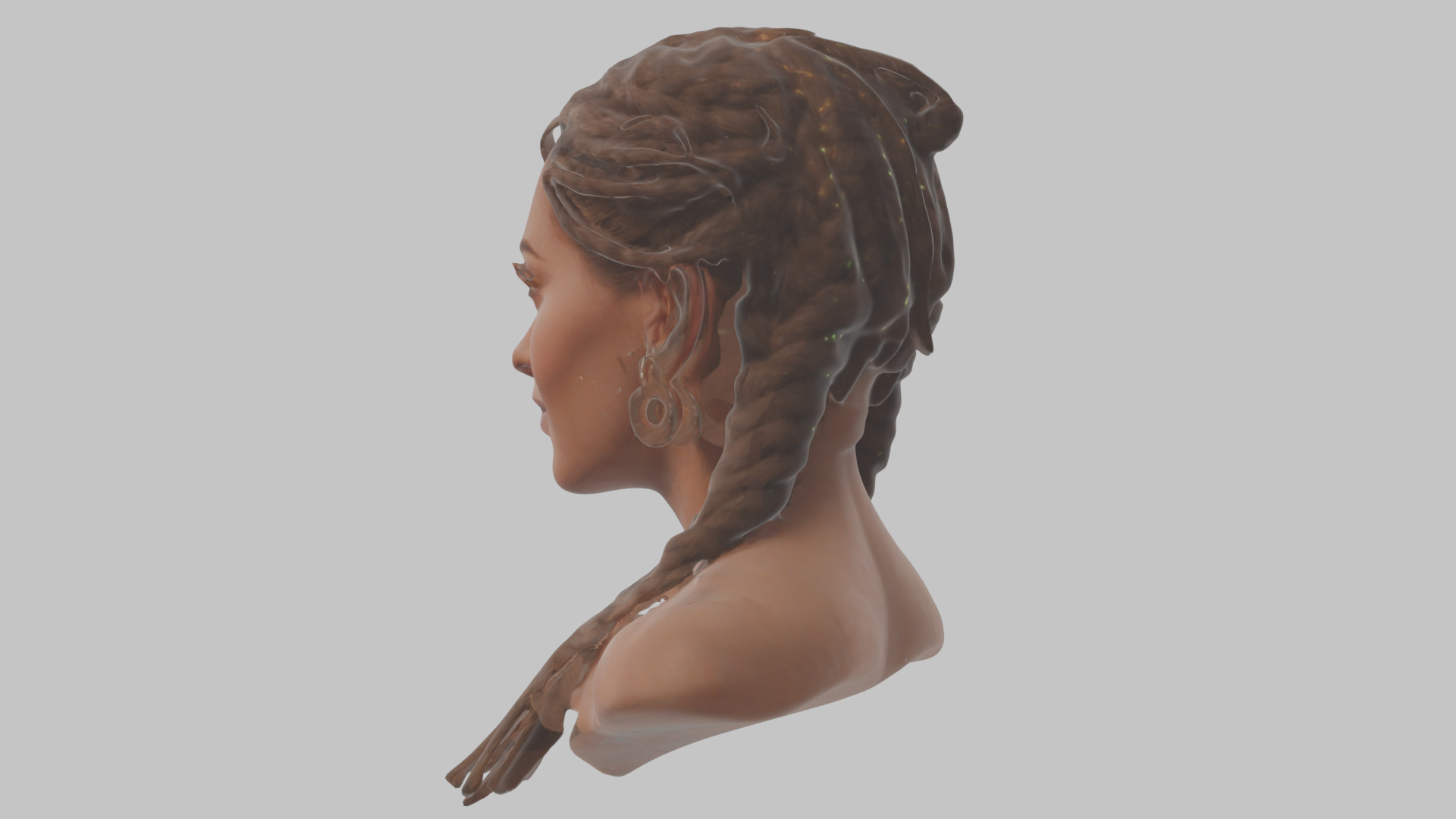 Fantasy Female Latina Woman Cute Girl Character Head Bust Sculpt Low-poly 3D model_3