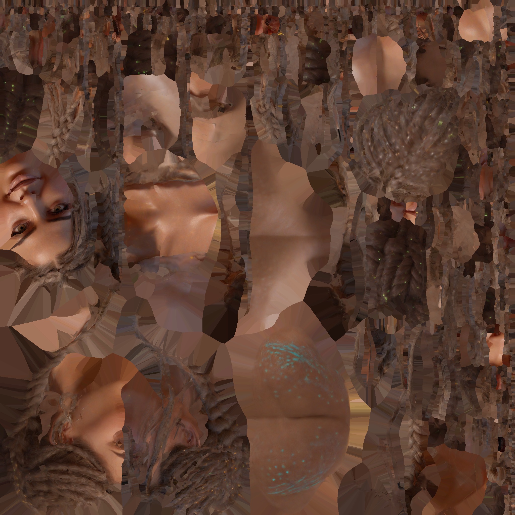 Fantasy Female Latina Woman Cute Girl Character Head Bust Sculpt Low-poly 3D model_16