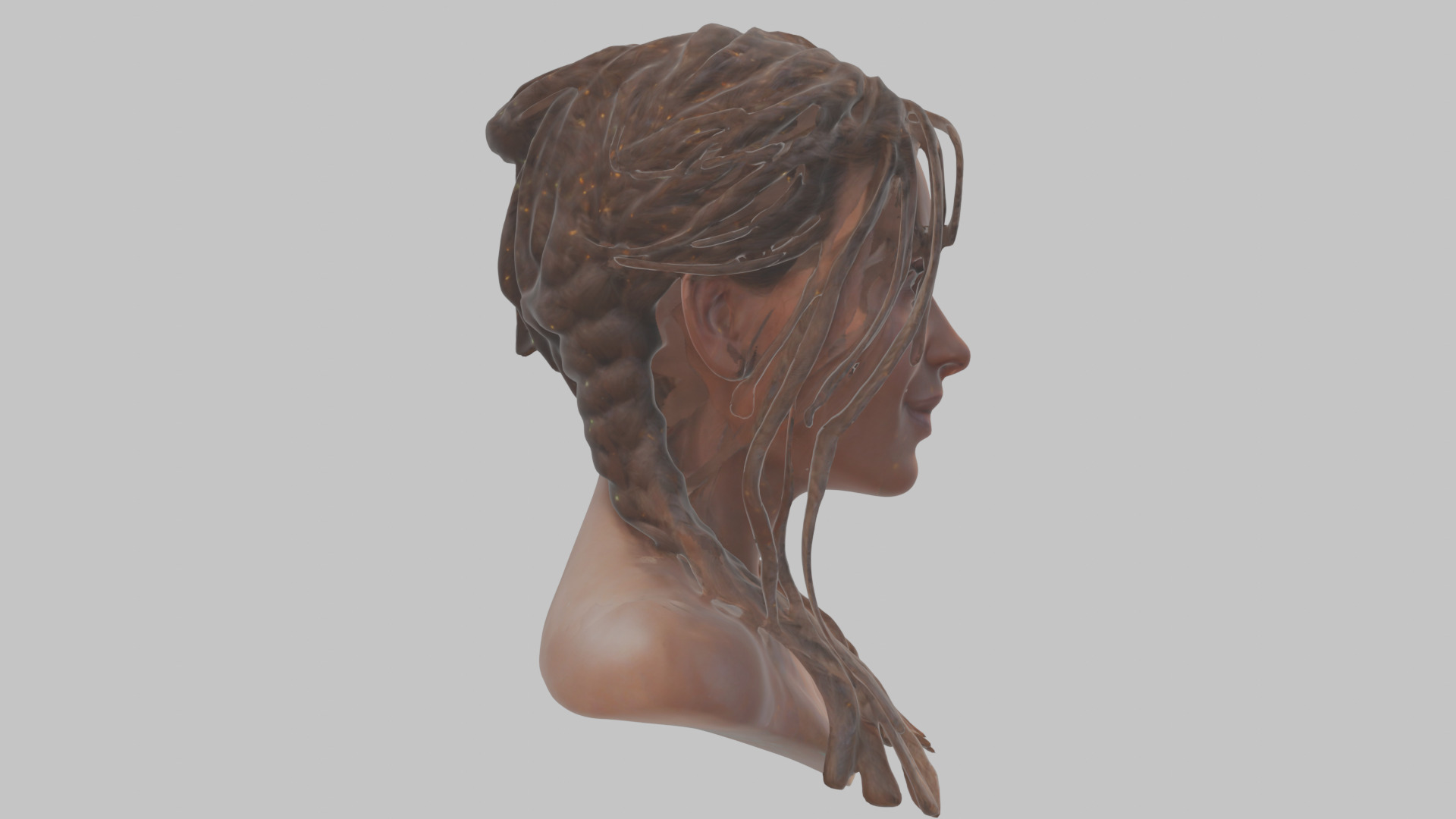 Fantasy Female Latina Woman Cute Girl Character Head Bust Sculpt Low-poly 3D model_11