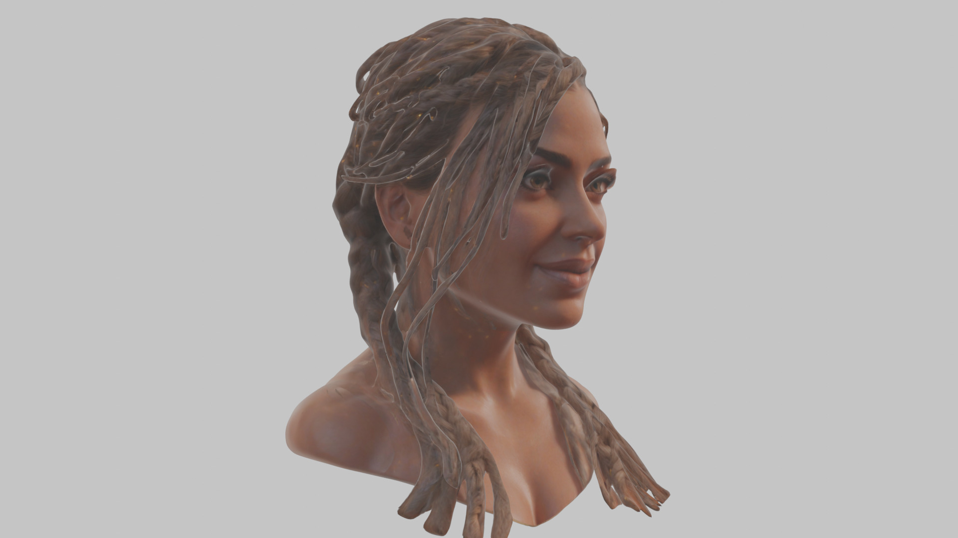 Fantasy Female Latina Woman Cute Girl Character Head Bust Sculpt Low-poly 3D model_9