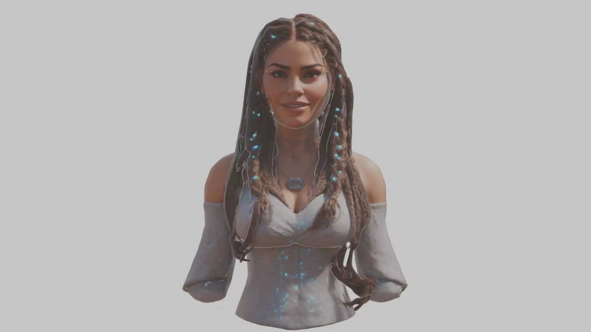 Cute Latina Female Woman Bust Low-poly 3D model_0