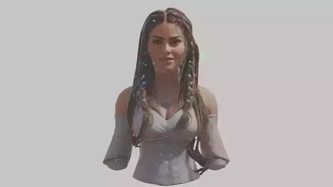 Cute Latina Female Woman Bust Low-poly 3D model