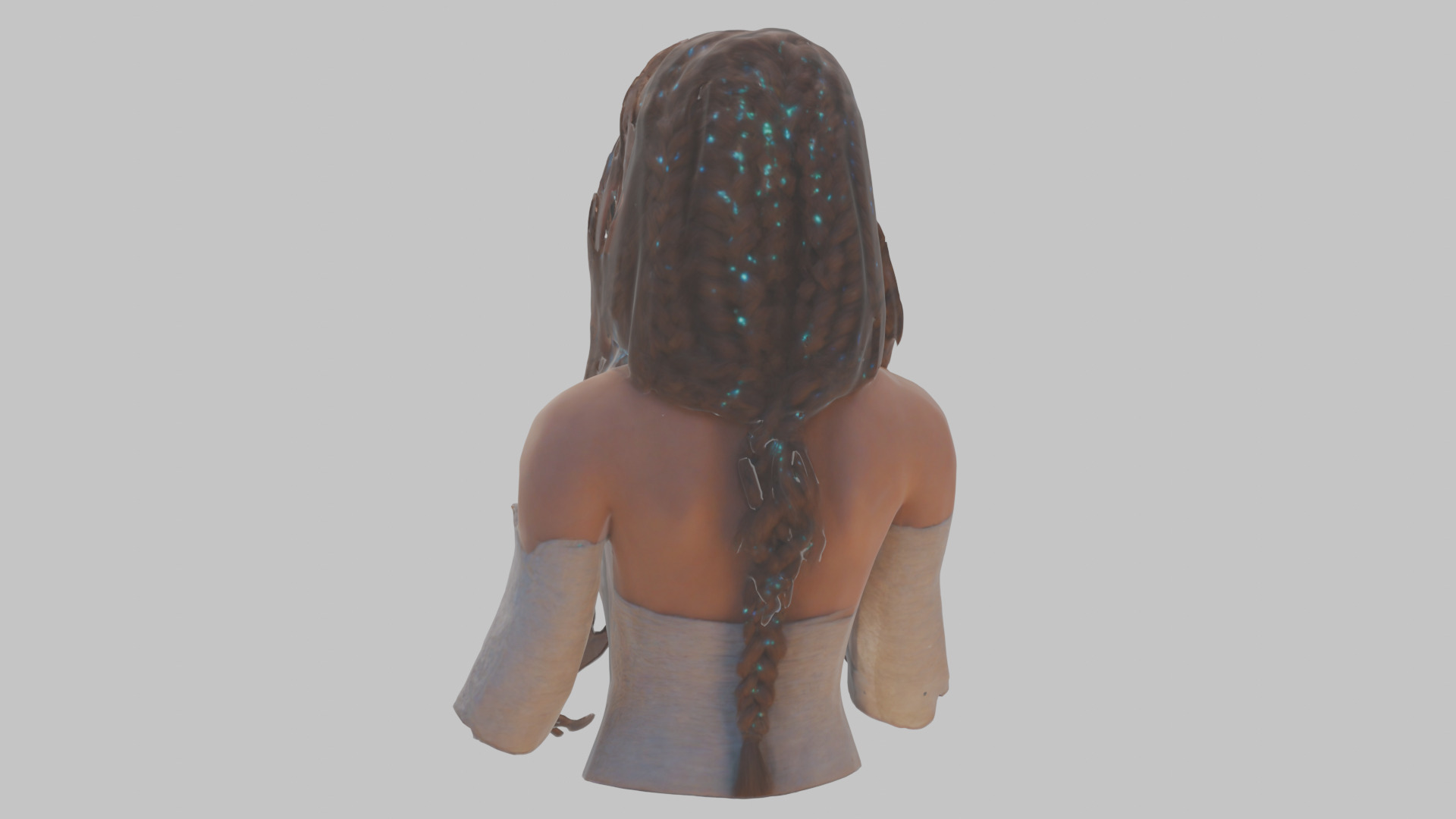 Cute Latina Female Woman Bust Low-poly 3D model_1