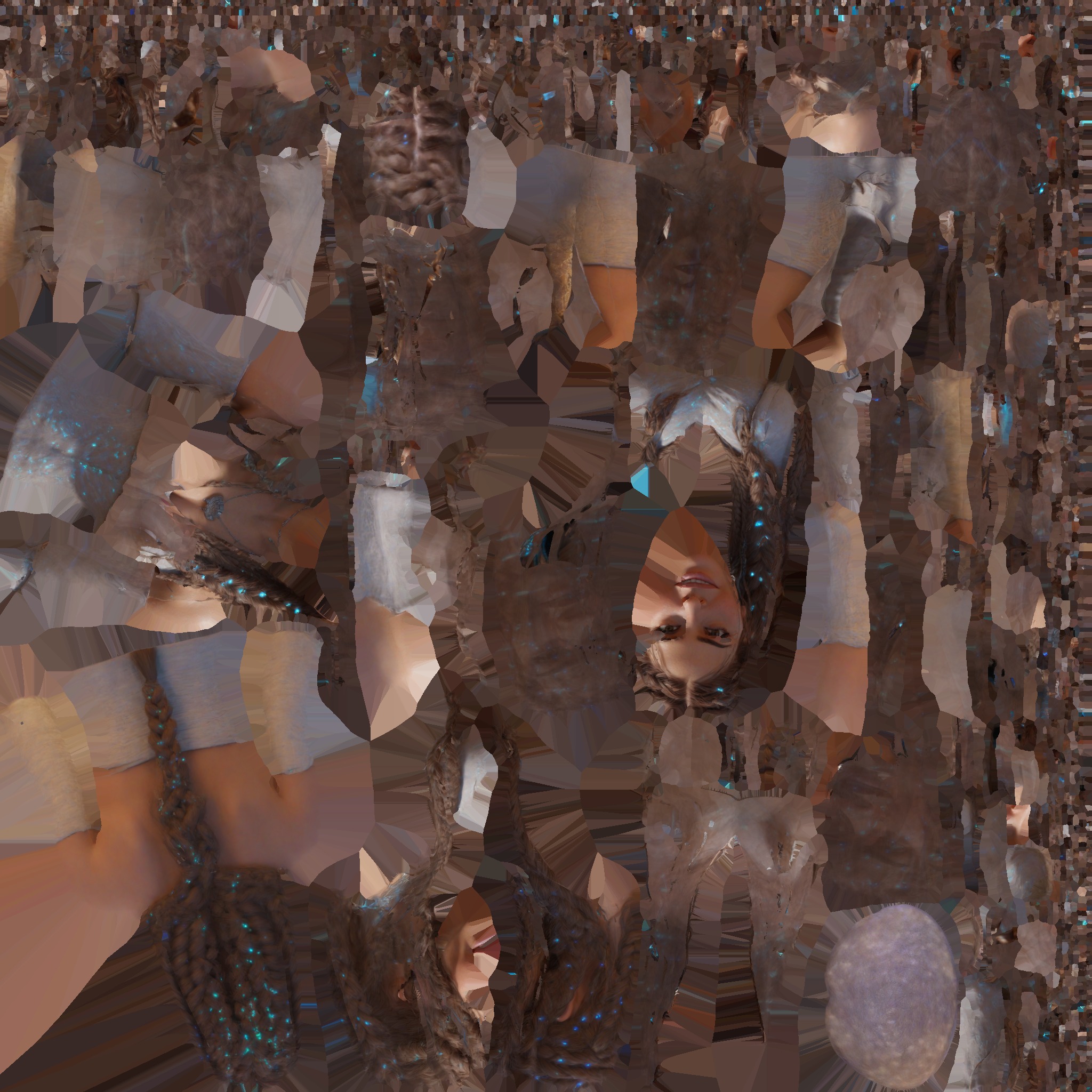 Cute Latina Female Woman Bust Low-poly 3D model_16