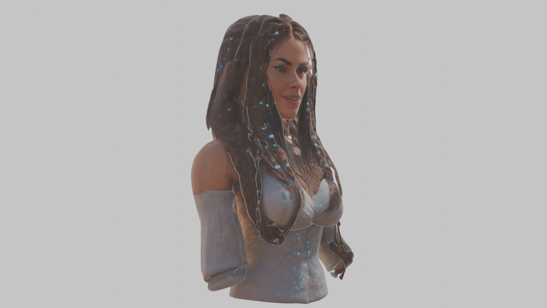 Cute Latina Female Woman Bust Low-poly 3D model_9