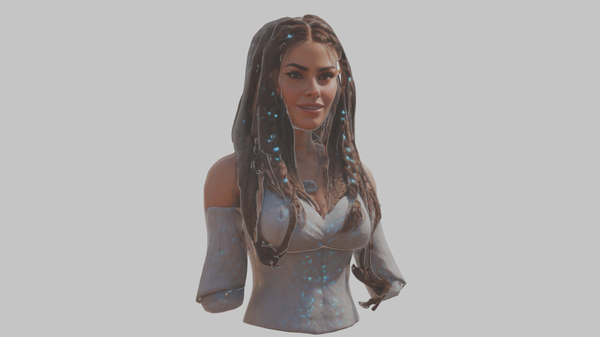 Cute Latina Female Woman Bust Low-poly 3D model_8