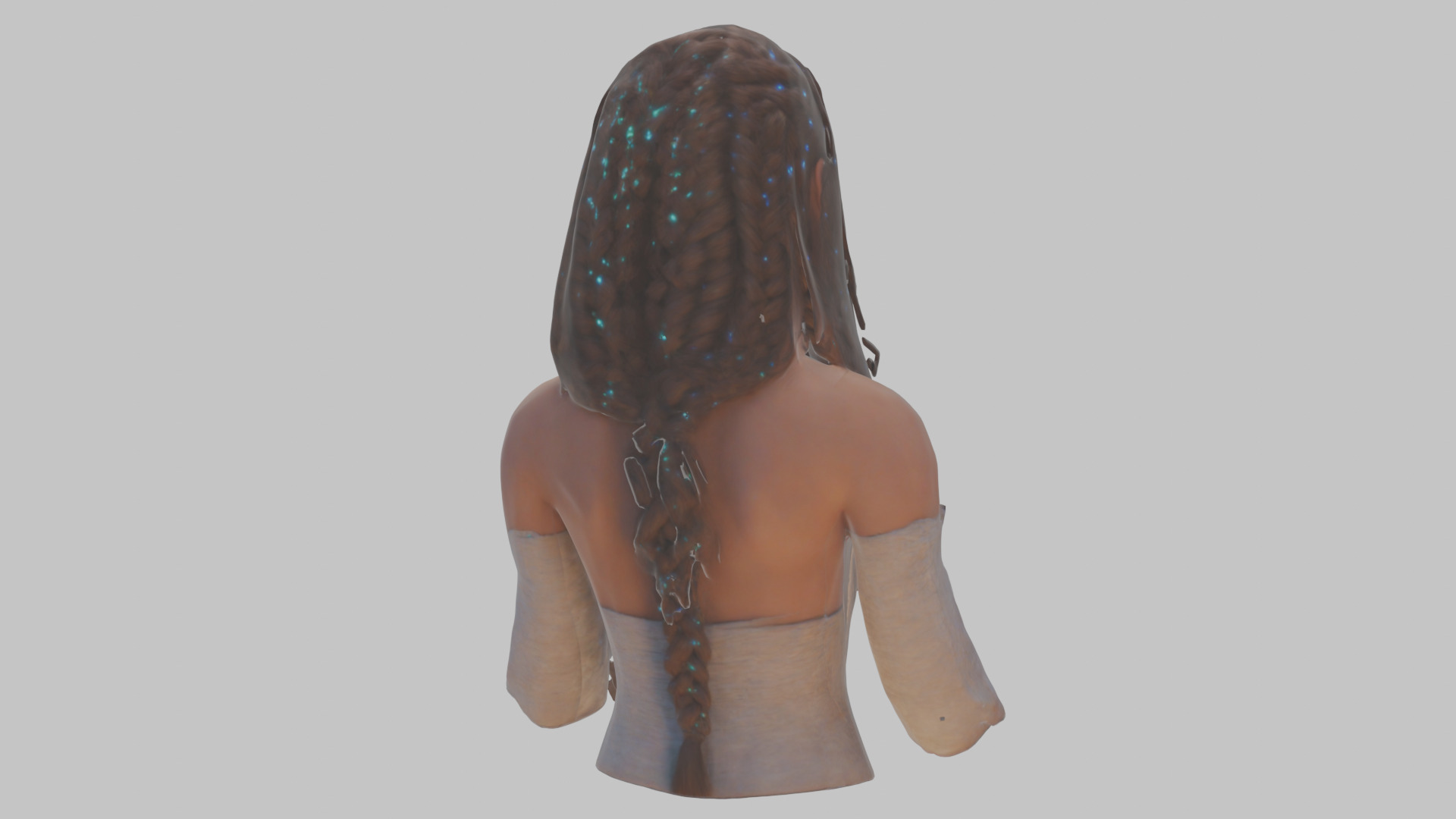 Cute Latina Female Woman Bust Low-poly 3D model_14