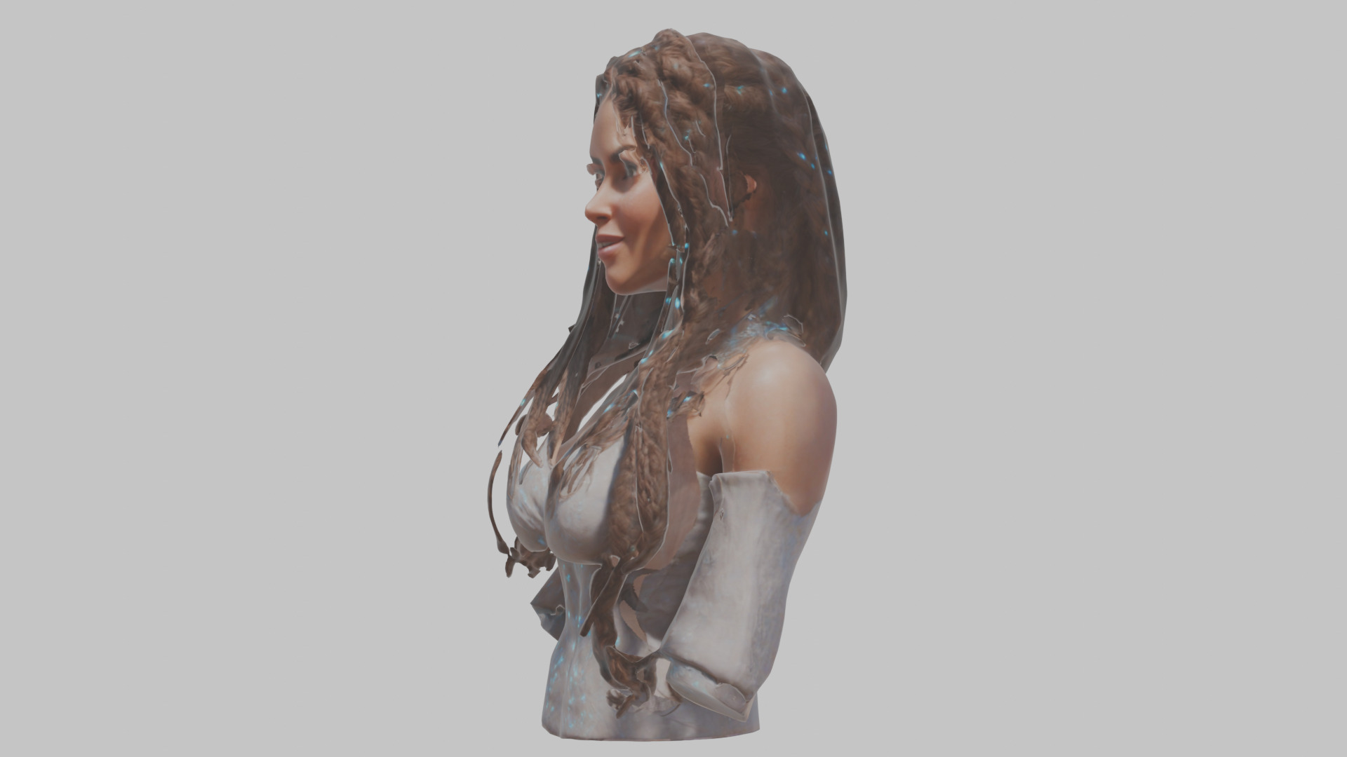 Cute Latina Female Woman Bust Low-poly 3D model_5