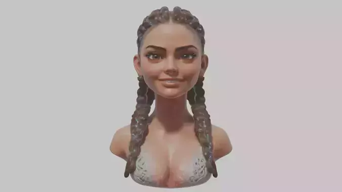 Cute Latina Teen Toon Head Bust Low-poly 3D model