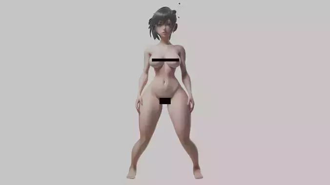 Hentai Girl beautiful Busty Female Breast Character Low-poly 3D model