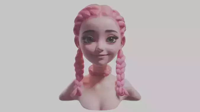 Female Fantasy Anime Pink Teen Girl Character Head Bust Cute