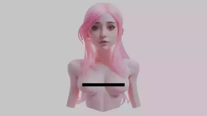 Young Female Teen Woman Breast Nude Head Bust