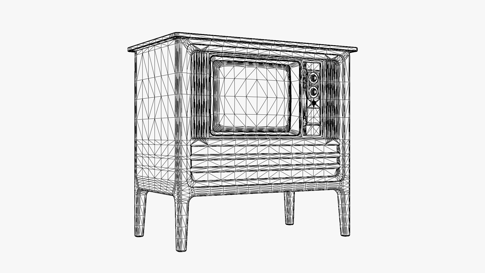 Vintage Television Low-poly 3D model_4