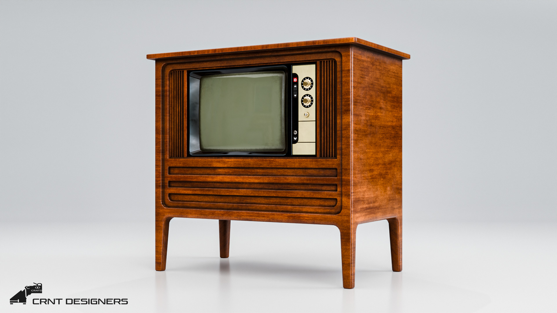 Vintage Television Low-poly 3D model_7