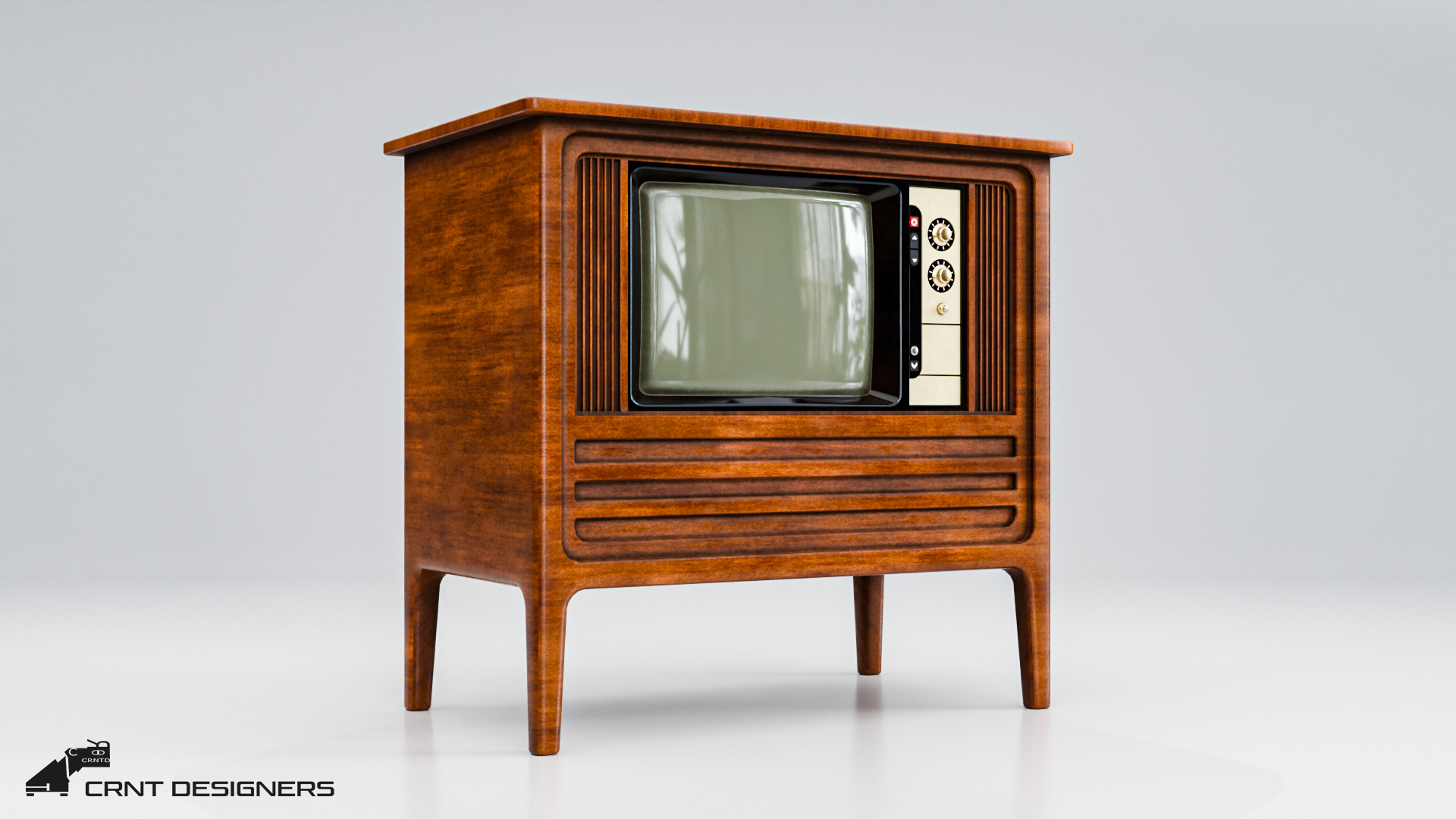 Vintage Television Low-poly 3D model_3
