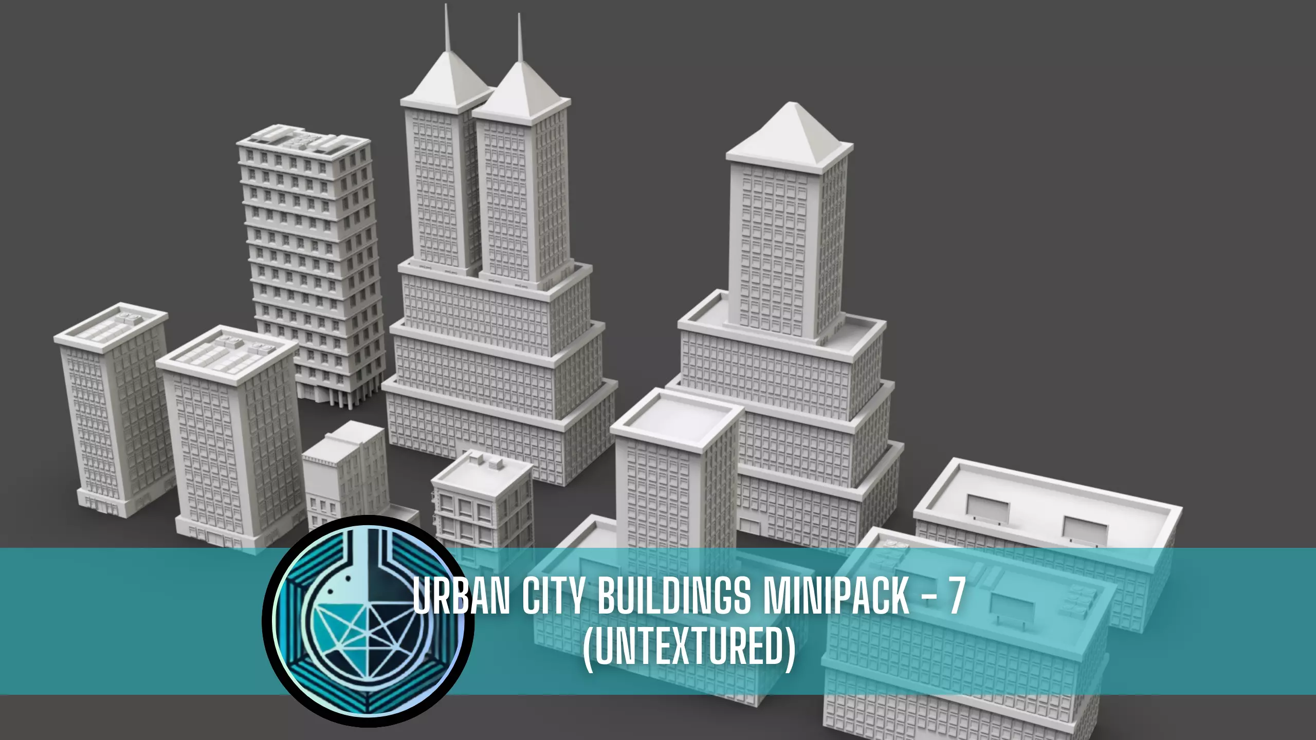 Low Poly 10 Urban City Buildings Mini Pack 7 - Untextured Low-poly 3D model