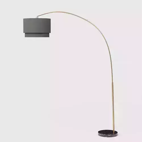 Meryl Arc Brass Floor Lamp with White Shade