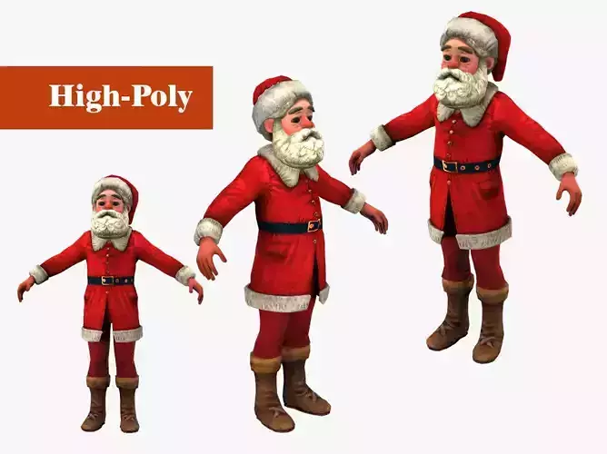 Santa Claus  rig  high-poly  textured 