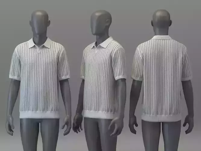 Crochet Knit Polo Shirt