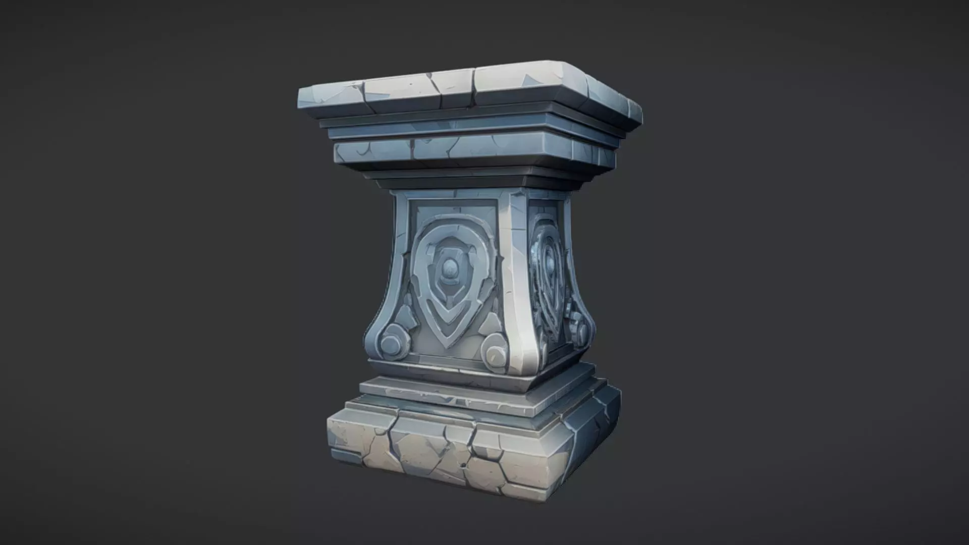 ornate stone pedestal 3D model_0