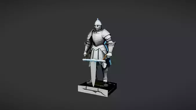 Medieval knight statue on a stone base