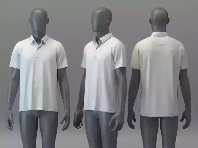 Button Down Polo Shirt with Self Fabric Collar