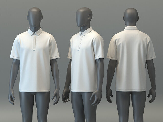 Polo Shirt with Hidden Placket 3D model