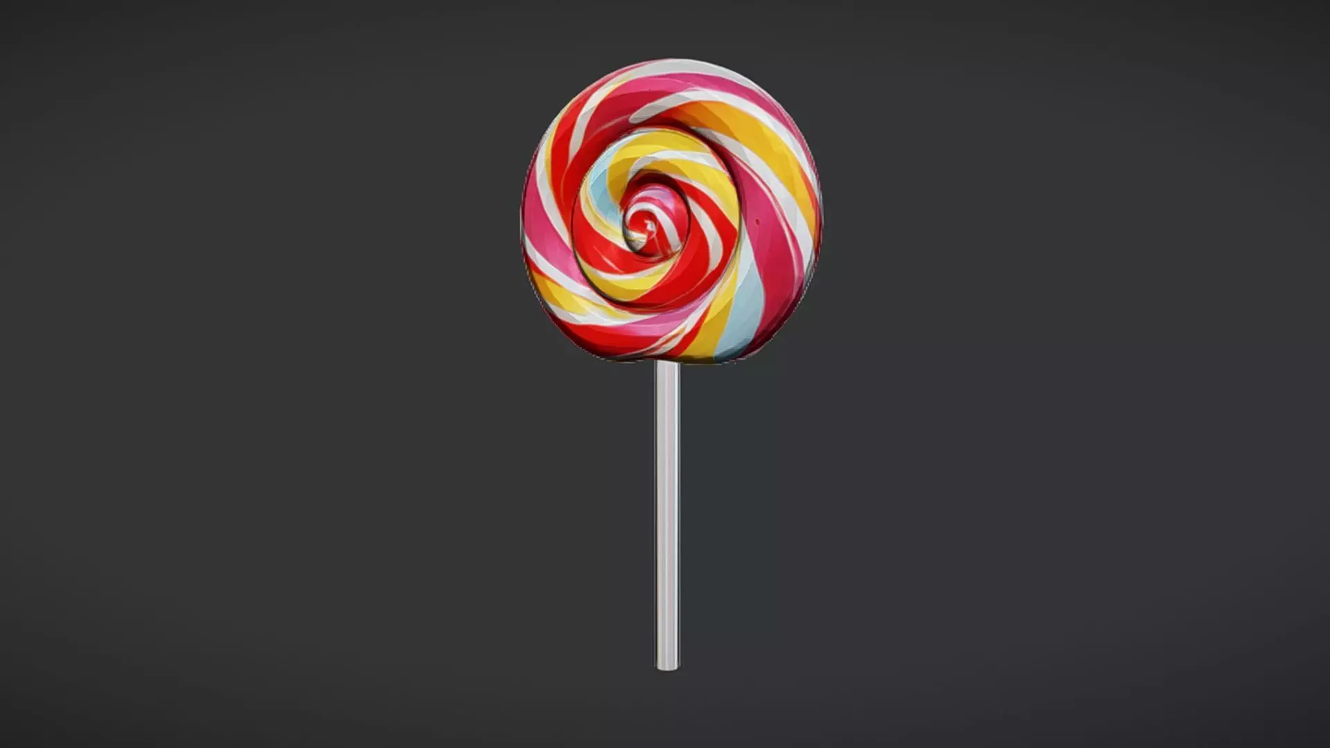 Colorful spiral lollipop 3D model_0