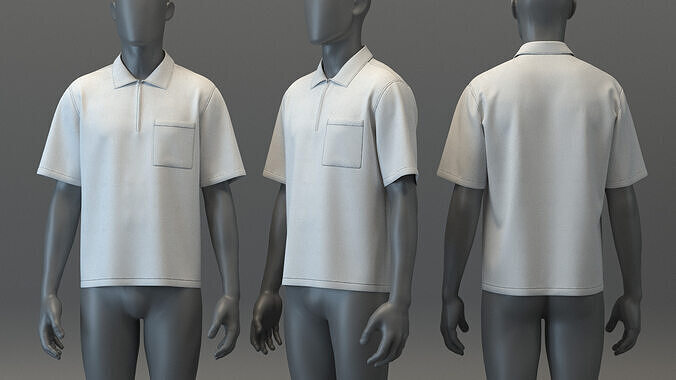 Quarter Zip Polo Shirt 3D model