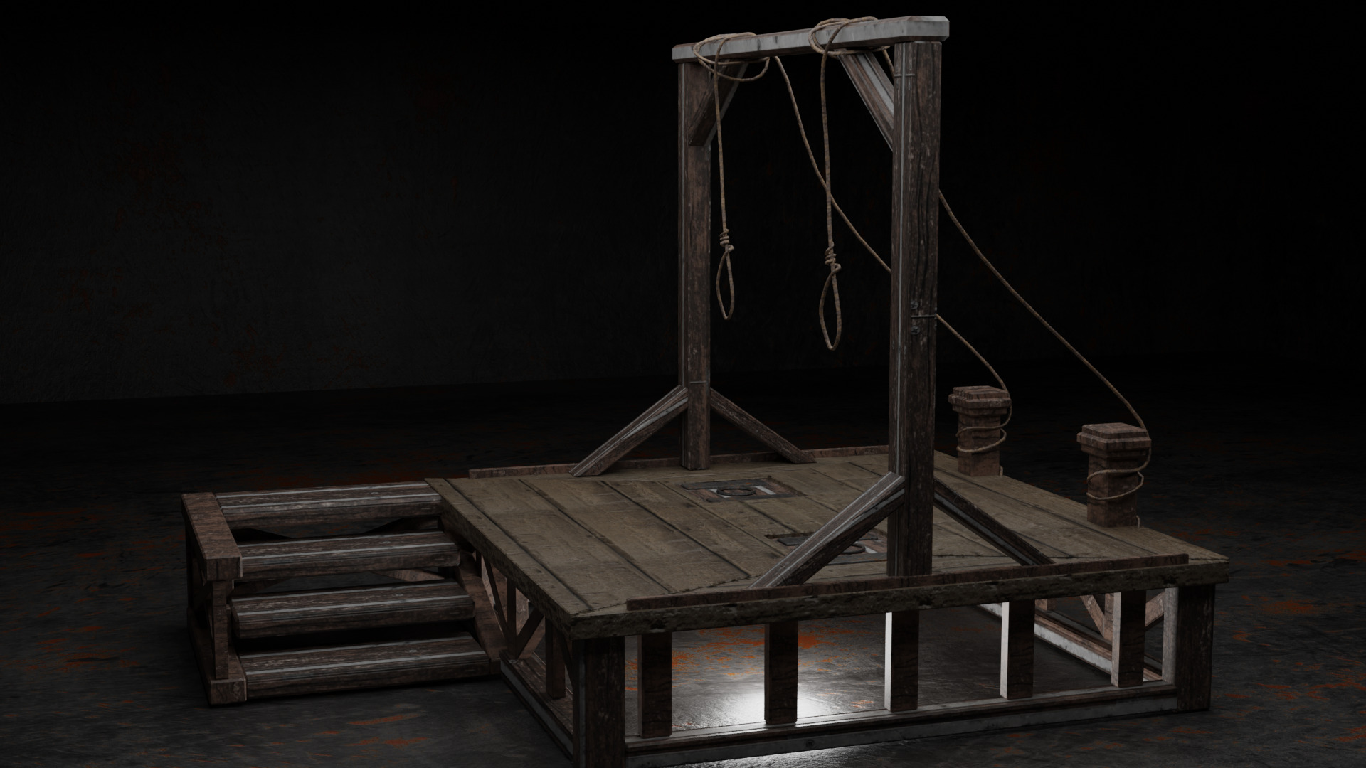Medieval Gallows Free low-poly 3D model_4