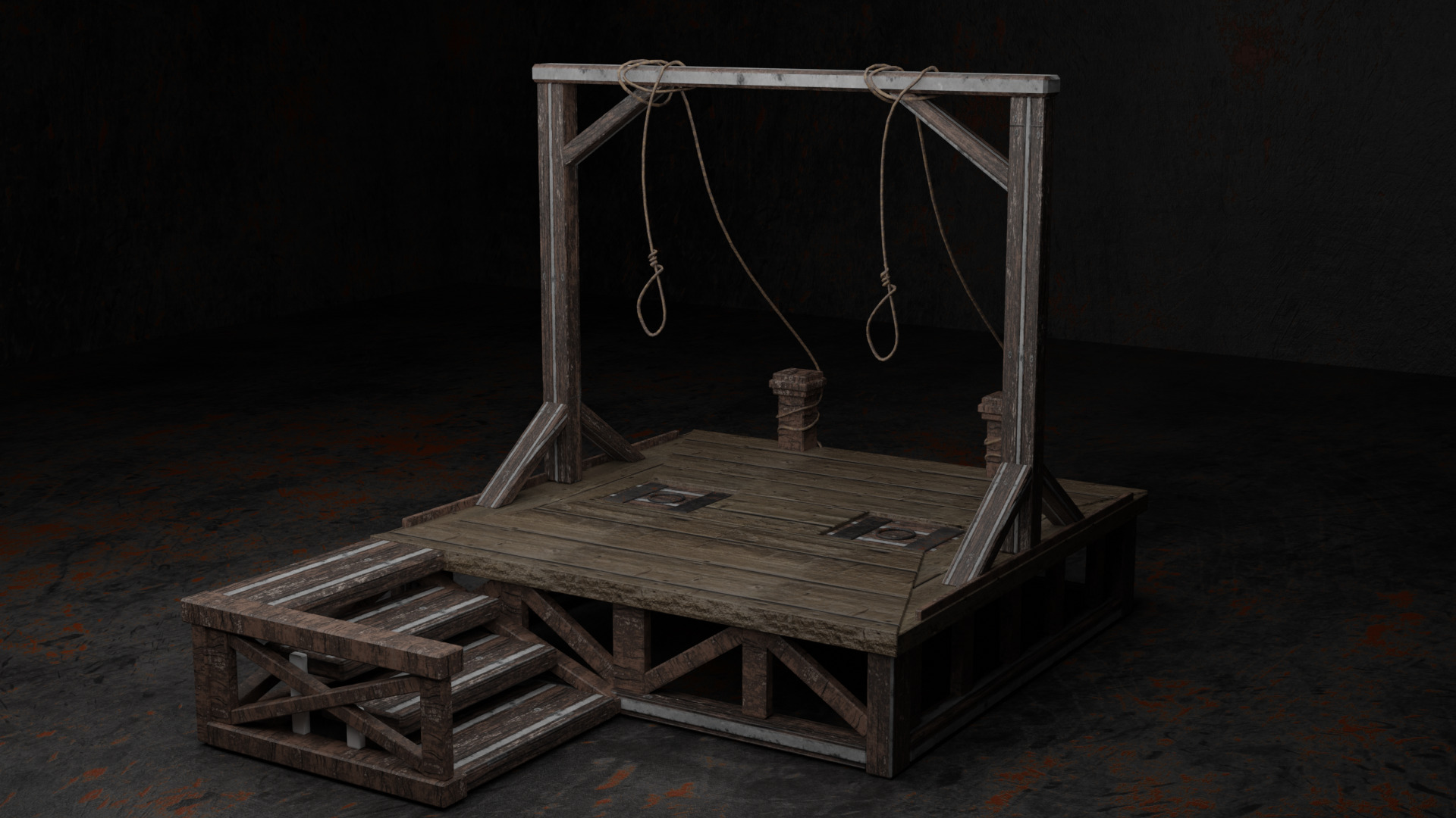 Medieval Gallows Free low-poly 3D model_2
