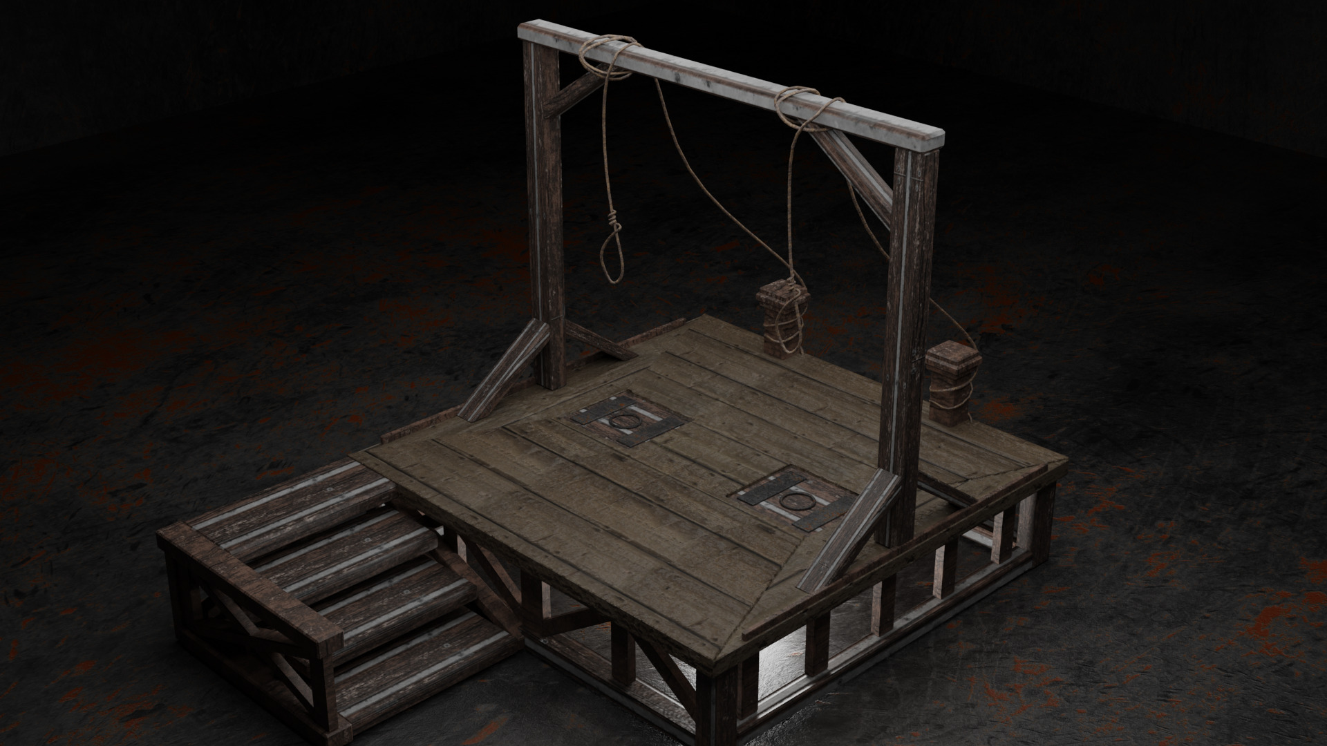 Medieval Gallows Free low-poly 3D model_1