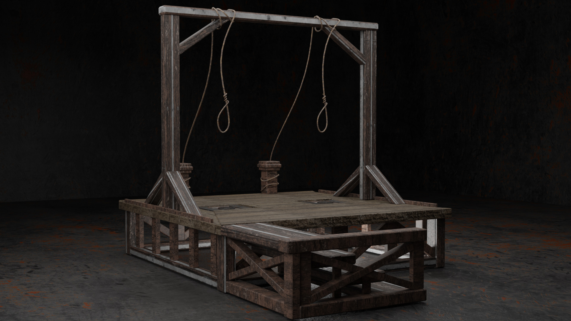 Medieval Gallows Free low-poly 3D model_5