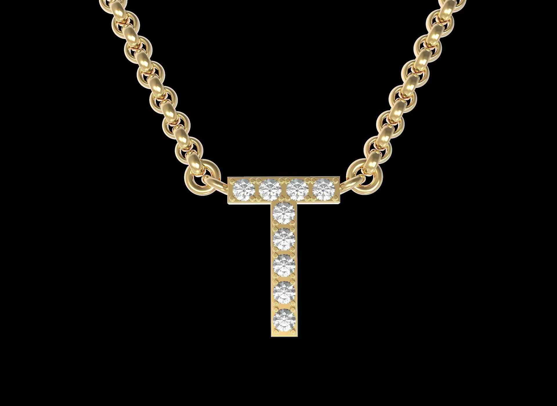 T Letter Pendant Necklace 3D print model