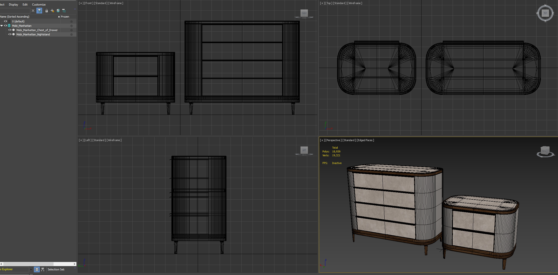 Mobi Manhattan Wooden bedside table with chest of drawers 3D model_21