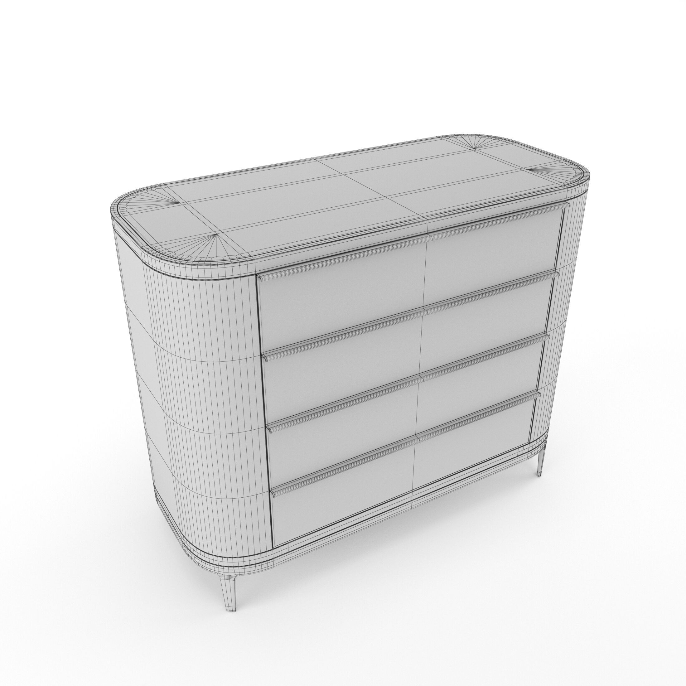 Mobi Manhattan Wooden bedside table with chest of drawers 3D model_17