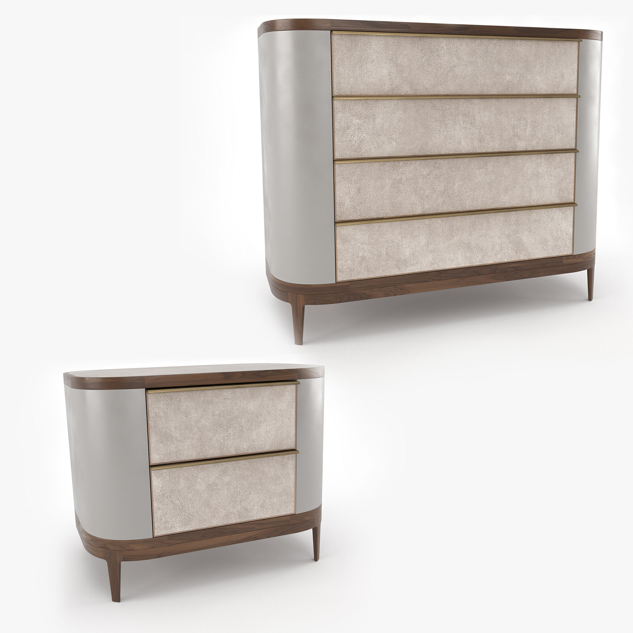 Mobi Manhattan Wooden bedside table with chest of drawers 3D model_2