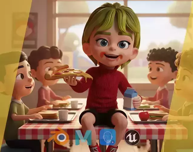 Charming Stylized Cartoon Little Toon Girl