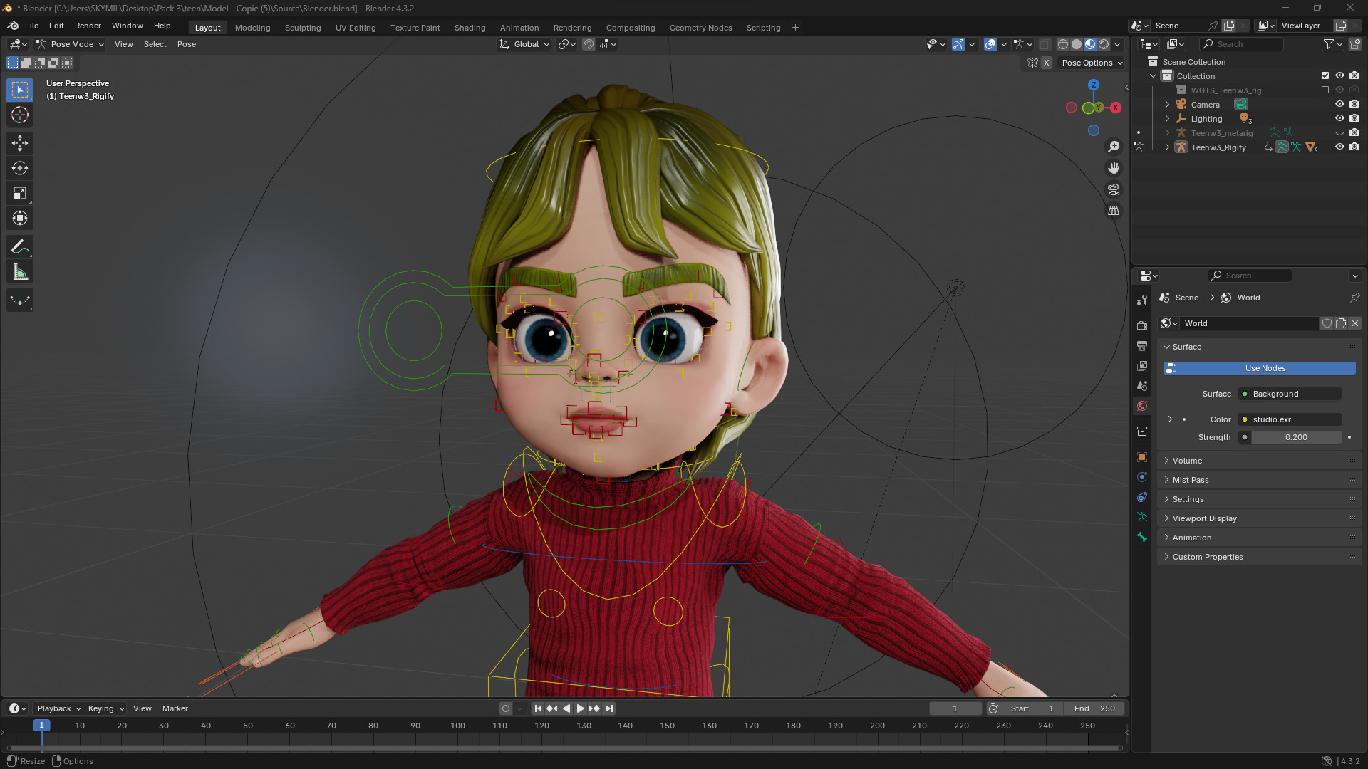 Cotoon Models 3D model Charming Stylized Cartoon Little Toon Girl VR / AR / low-poly ...