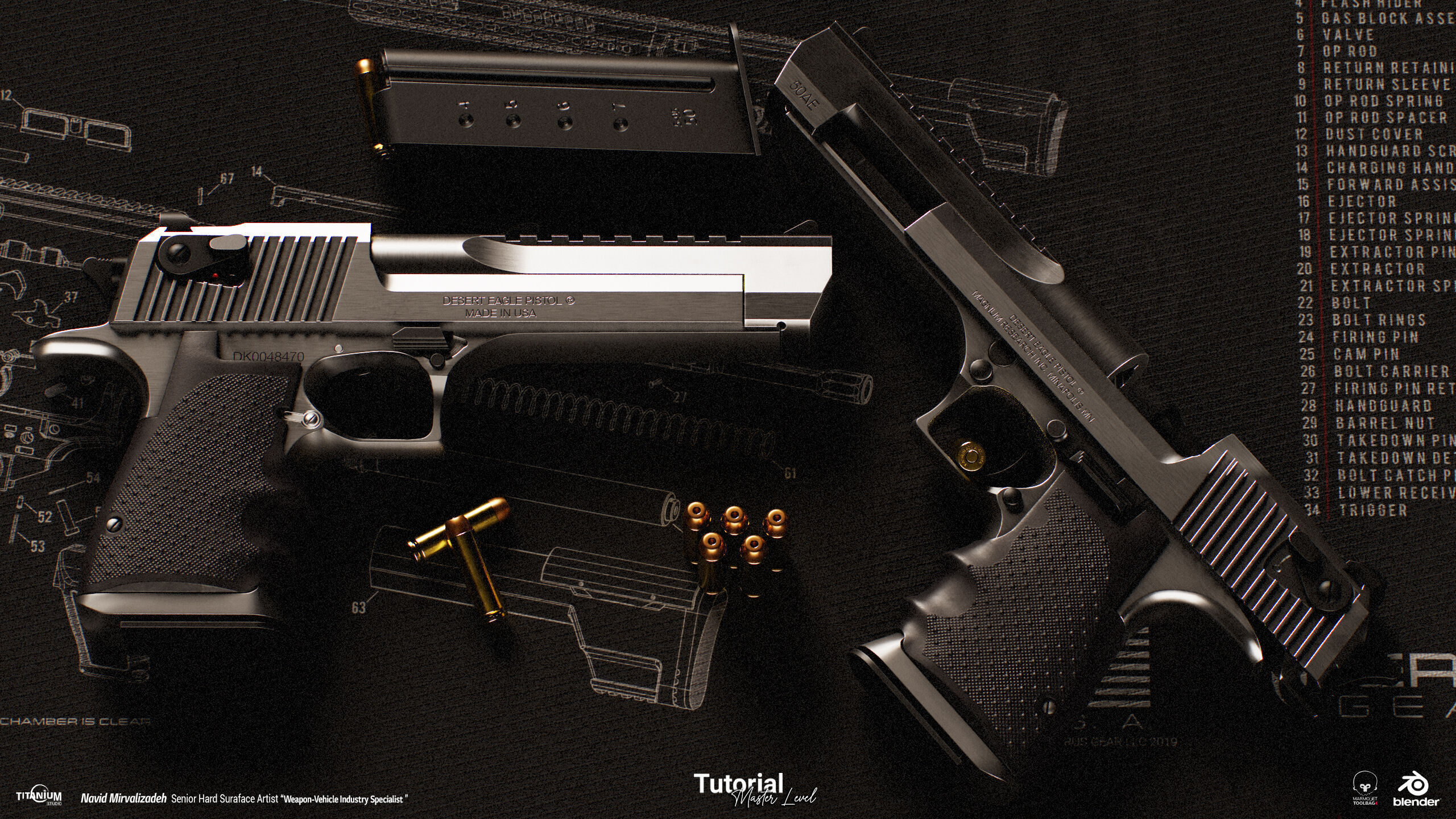 Game Ready Desert Eagle Low-poly 3D model_7