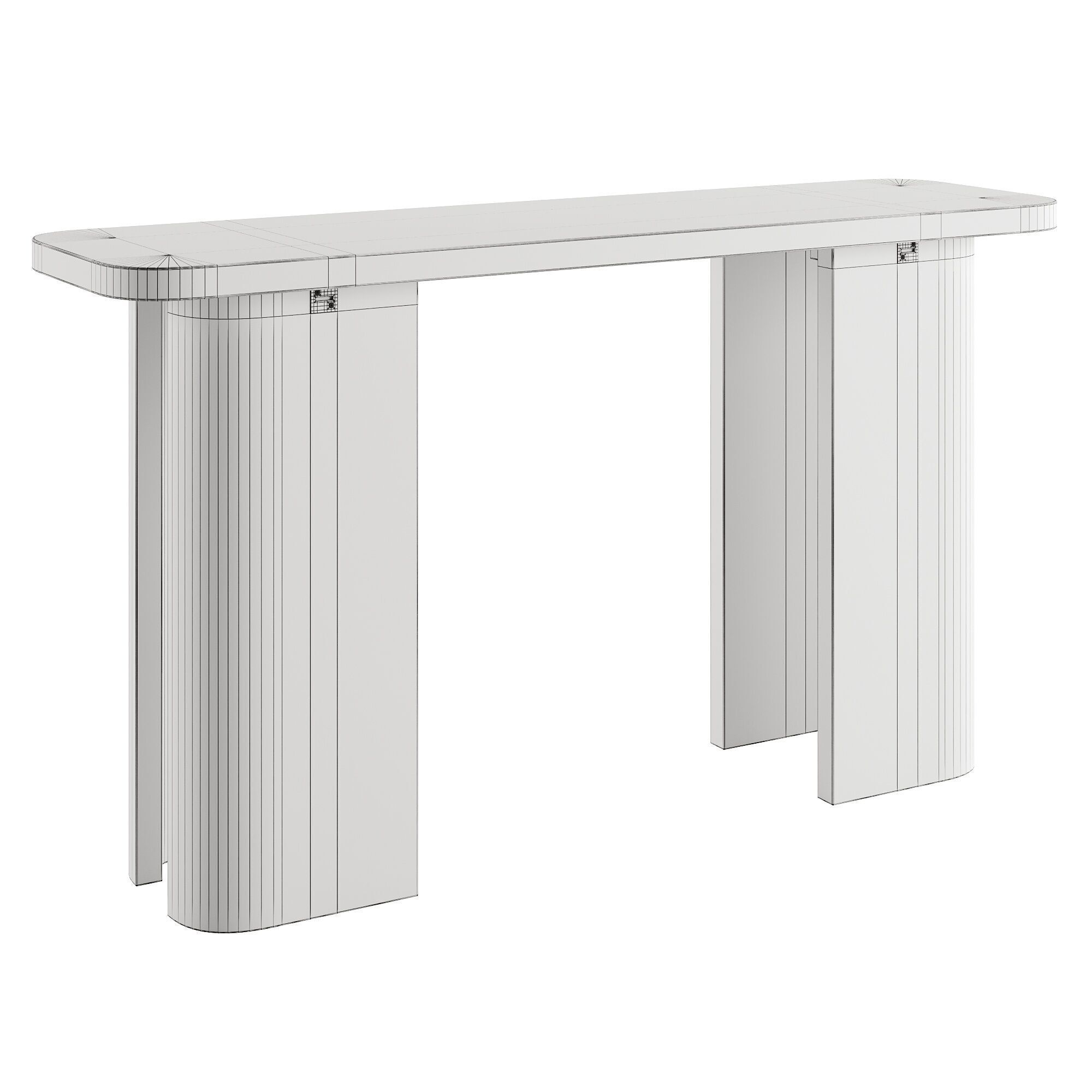 Keravat Dark Brown Wood Console Table 3D model_3